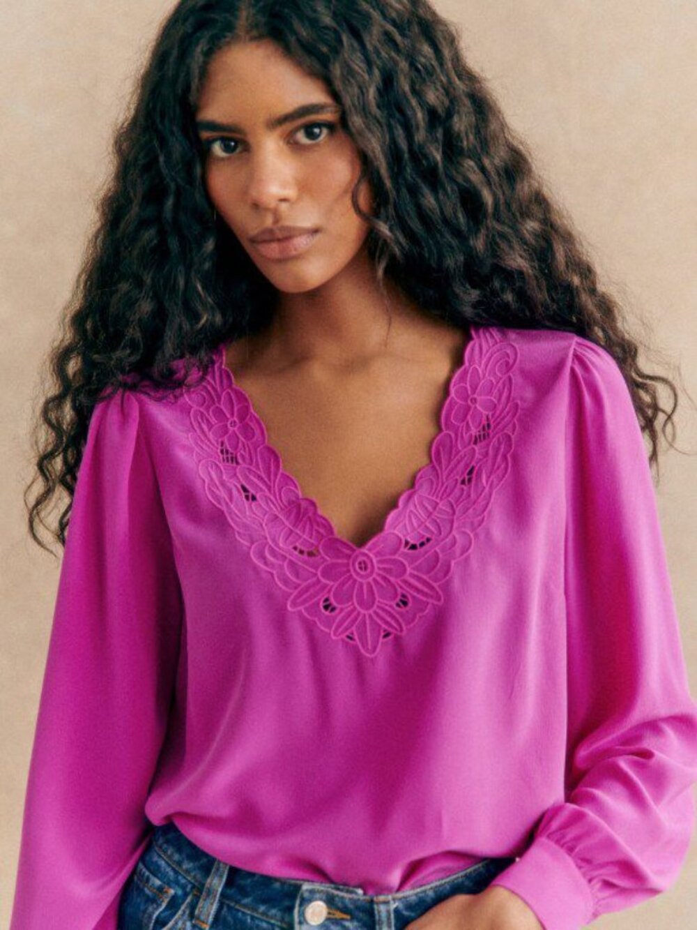 Sezane Juliette Blouse Fuchsia - Size 14
